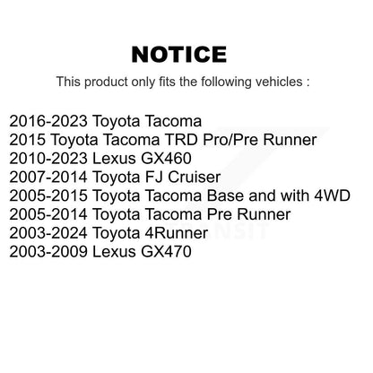 Paire d'assemblage de roulements de roue avant, pour Toyota Tacoma 4Runner FJ Cruiser Lexus