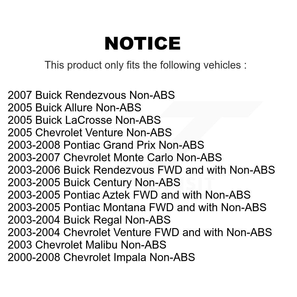 Paire d'assemblage de roulement et moyeu de roue avant, pour Chevrolet Impala Pontiac Buick Gran