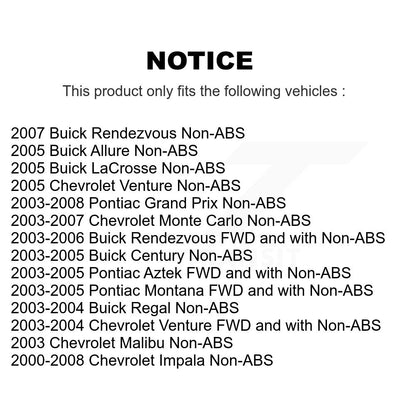 Paire d'assemblage de roulement et moyeu de roue avant, pour Chevrolet Impala Pontiac Buick Gran