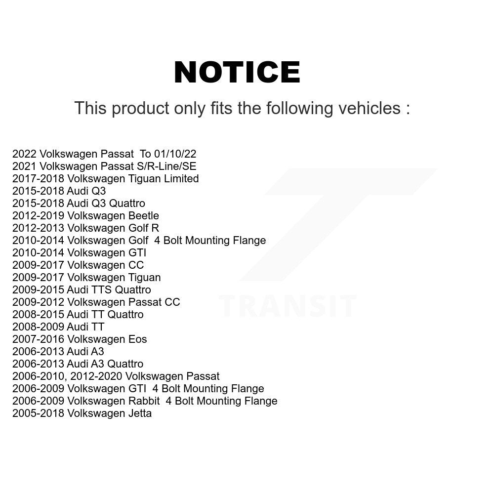Paire d'assemblage de moyeu de roulement de roue avant, pour Volkswagen Jetta Tiguan Passat Audi Q