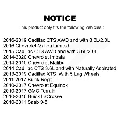Paire d'assemblage de roulement et moyeu de roue avant, pour Chevrolet Equinox GMC Terrain Buick