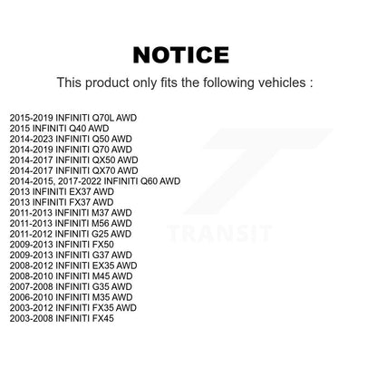 Paire d'assemblage de roulement et moyeu de roue avant, pour INFINITI Q50 G37 QX50 EX35 FX35 G35