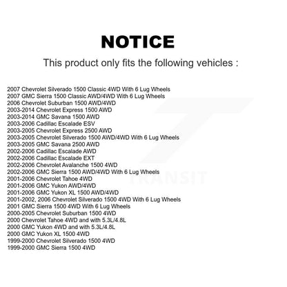 Paire d'assemblage de moyeu de roulement de roue avant, pour Chevrolet GMC Silverado 1500 Sierra X