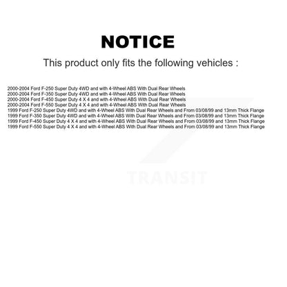 Paire d'assemblage de roulement et de moyeu de roue avant, pour Ford F-350 Super Duty F-250 F-450
