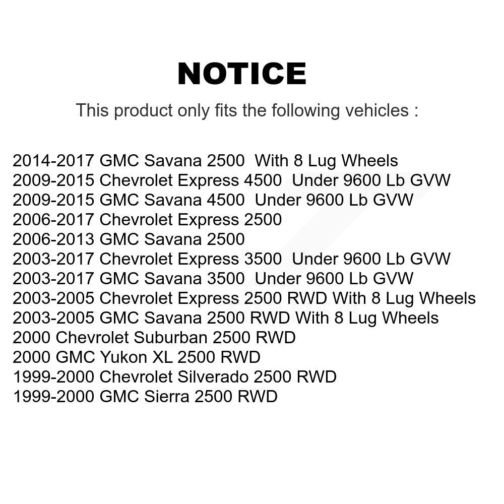Paire d'assemblage de moyeu de roulement de roue avant, pour GMC Chevrolet Savana 2500 Express 350