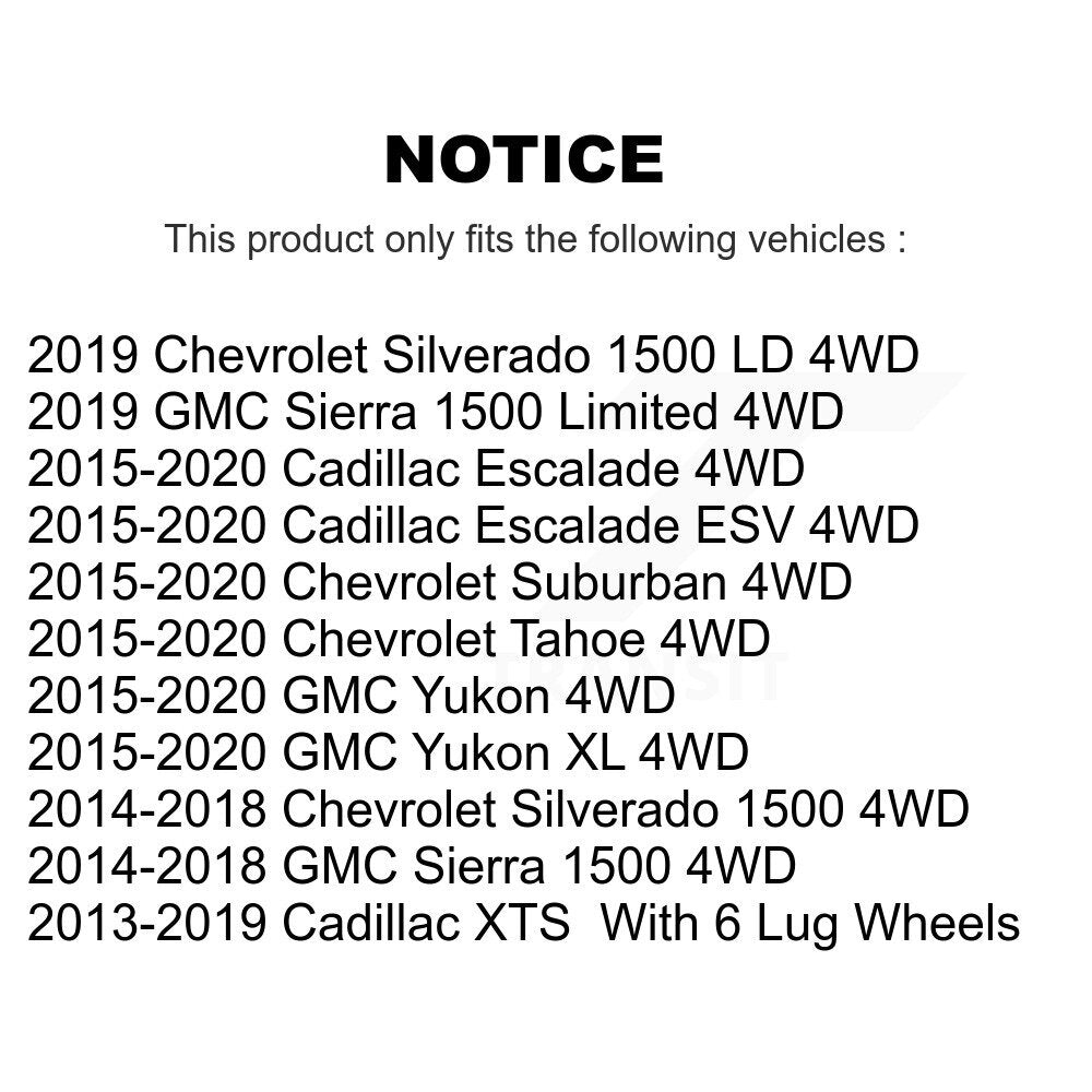 Paire d'assemblage de moyeu de roulement de roue avant, pour GMC Chevrolet Sierra 1500 Silverado X