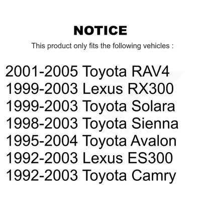 Paire de roulements de roue avant, pour Toyota Camry RAV4 Sienna Lexus ES300 RX300 Solara