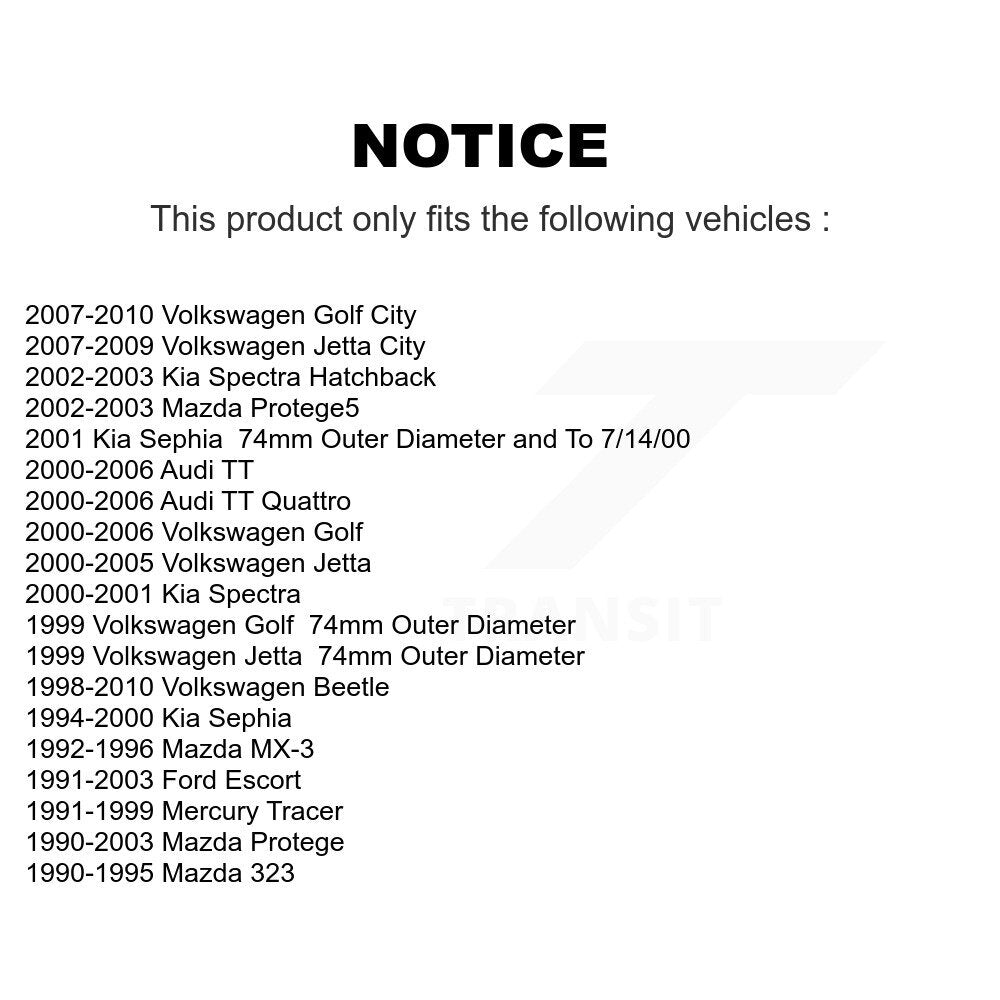 Paire de roulements de roue avant, pour Volkswagen Jetta Golf Beetle City Mazda Protege TT