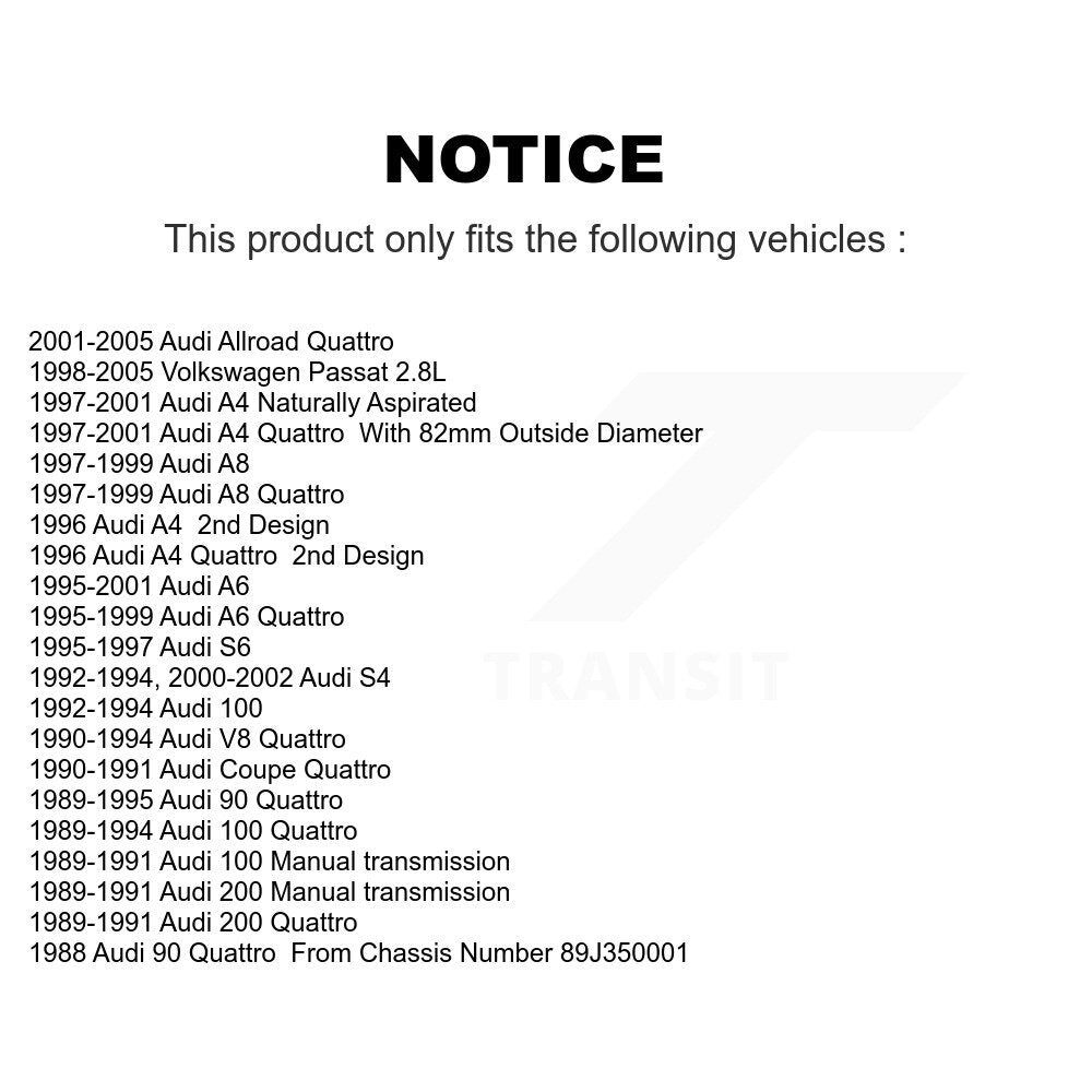 Paire de roulements de roue avant pour Volkswagen Passat Audi A4 Quattro Allroad S4 A6 90