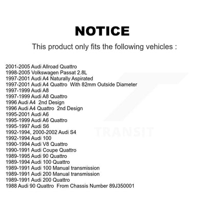 Paire de roulements de roue avant pour Volkswagen Passat Audi A4 Quattro Allroad S4 A6 90