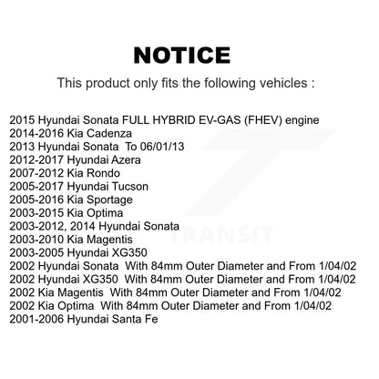 Paire de roulements de roue avant, pour Hyundai Tucson Kia Sonata Sportage Optima Rondo Fe