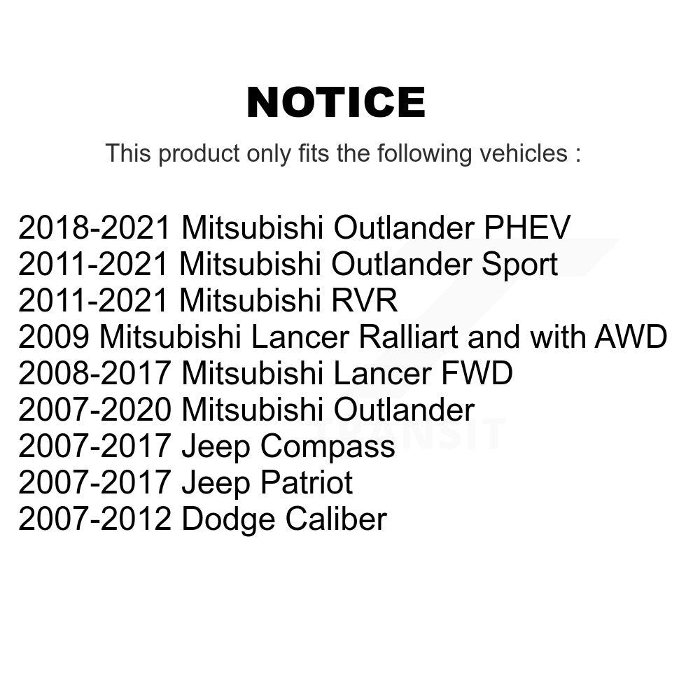Paire de roulements de roue avant pour Mitsubishi Jeep Outlander RVR Lancer Patriot Dodge