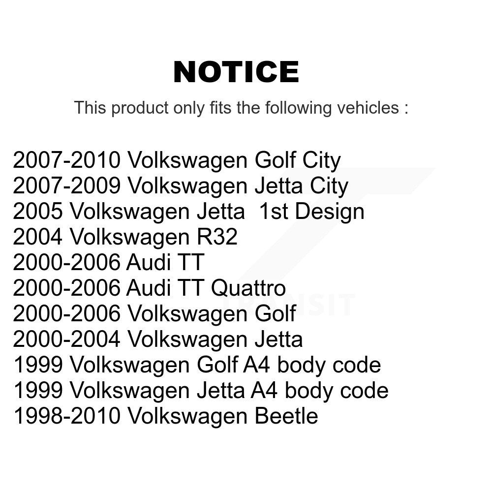 Paire d'assemblage de moyeu de roulement de roue arrière, pour Volkswagen Jetta Golf Beetle City Audi