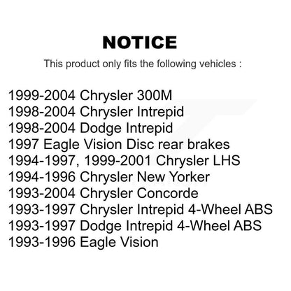 Paire d'assemblage de roulement et moyeu de roue arrière pour Chrysler Intrepid Dodge Concorde 300