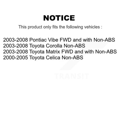 Paire d'assemblage de roulement et de moyeu de roue arrière, pour Toyota Corolla Matrix Pontiac Vibe