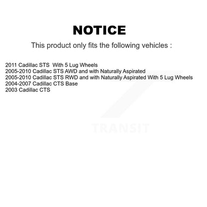 Paire d'assemblage de roulement et de moyeu de roue arrière pour Cadillac CTS STS K70-100607