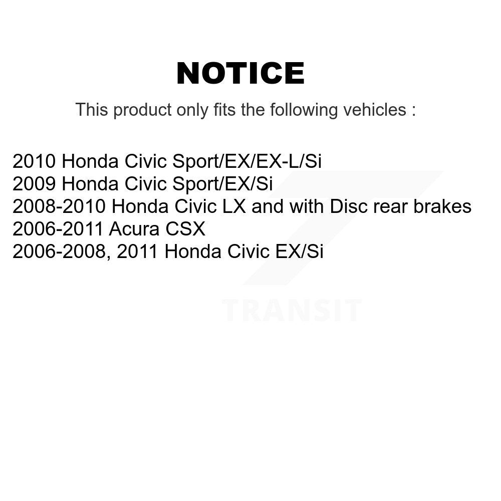 Paire d'assemblage de roulement de roue arrière et de moyeu pour Honda Civic Acura CSX K70-100620