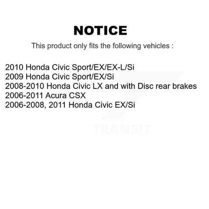 Paire d'assemblage de roulement de roue arrière et de moyeu pour Honda Civic Acura CSX K70-100620