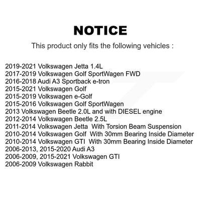 Paire d'assemblage de moyeu de roulement de roue arrière, pour Volkswagen Jetta Golf GTI SportWagen A