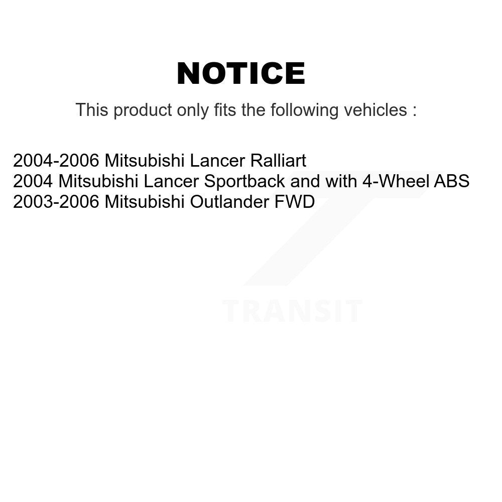 Paire d'assemblage de roulement de roue arrière et de moyeu pour Mitsubishi Lancer Outlander