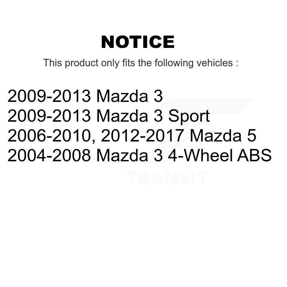 Paire d'assemblage de roulement de roue arrière et de moyeu pour Mazda 3 5 Sport K70-100680