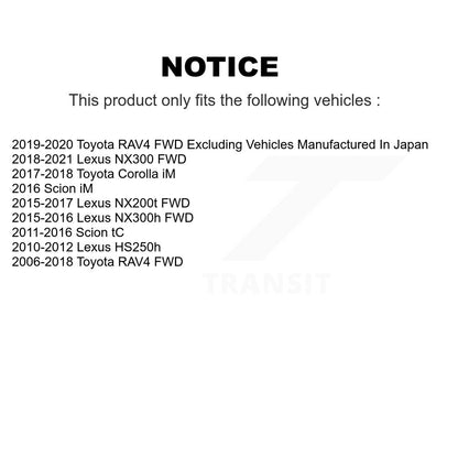 Paire d'assemblage de moyeu de roulement de roue arrière, pour Toyota RAV4 Lexus NX300 NX200t Scion i