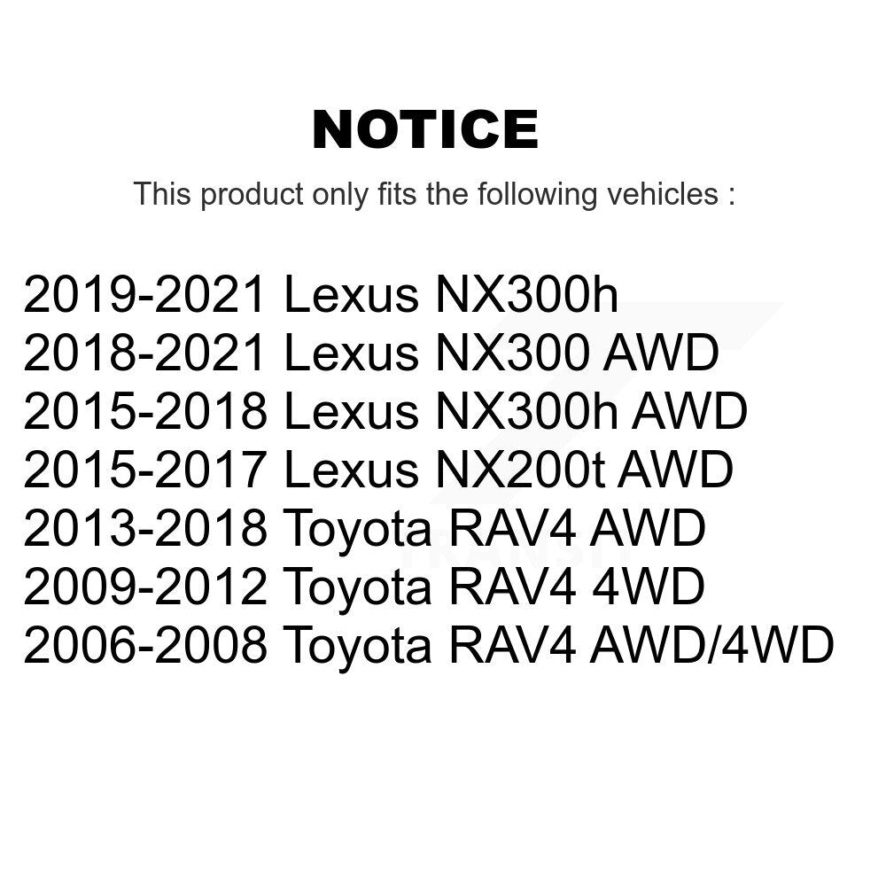 Paire d'assemblage de roulement et moyeu de roue arrière, pour Toyota RAV4 Lexus NX300 NX200t NX300
