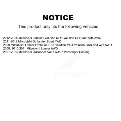 Paire d'assemblage de roulement de roue arrière et de moyeu pour Mitsubishi Lancer Outlander Sport