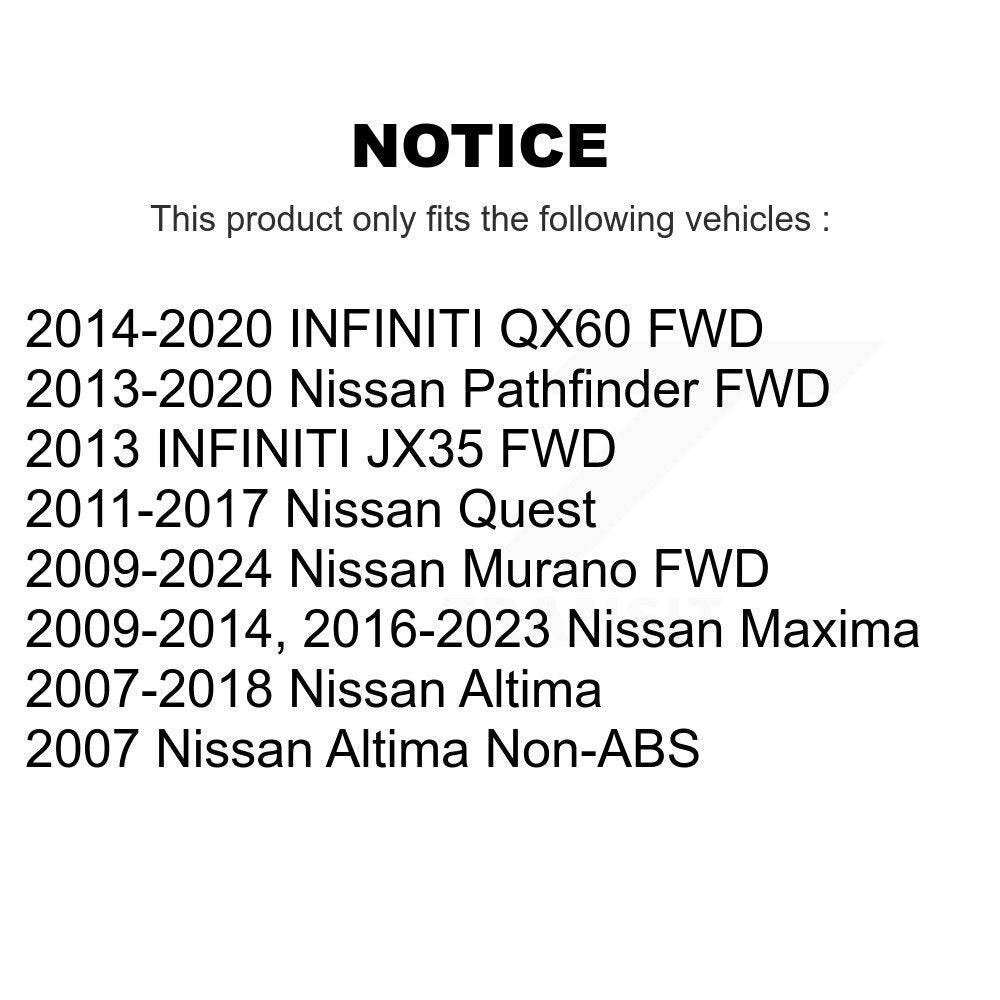 Paire d'assemblage de roulement et moyeu de roue arrière, pour Nissan Murano Altima Pathfinder QX60