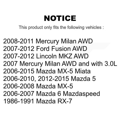 Paire de roulements de roue arrière, pour Ford Fusion Mazda 5 MX-5 Miata Lincoln MKZ 6 RX-7
