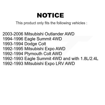 Paire de roulements de roue arrière pour Mitsubishi Outlander Colt Plymouth Eagle Summit Exp