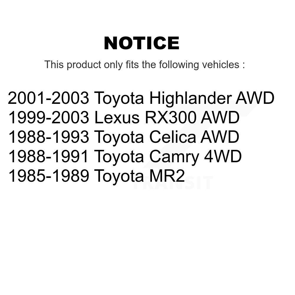 Paire de roulements de roue arrière pour Toyota Highlander Lexus RX300 MR2 Celica Camry