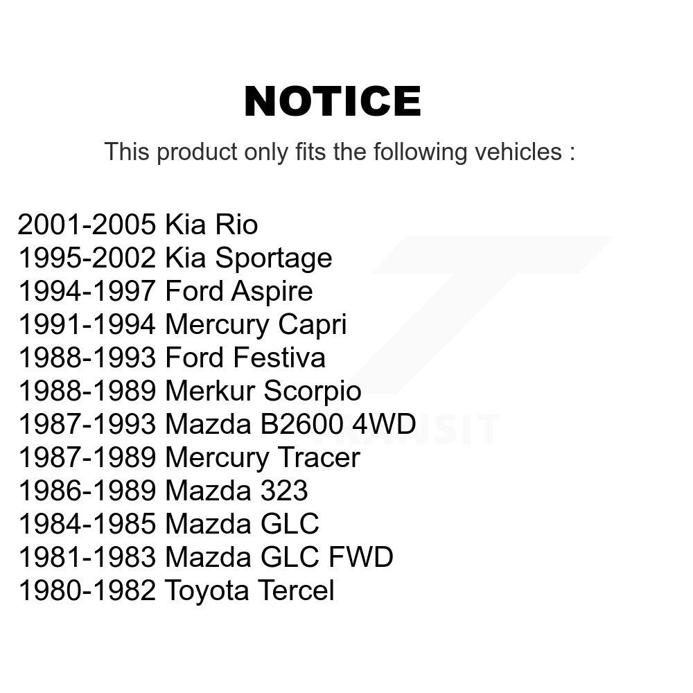 Roulement de roue extérieur avant et paire de course pour Kia Rio Mazda Sportage B2600 Ford 323
