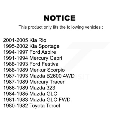 Roulement de roue extérieur avant et paire de course pour Kia Rio Mazda Sportage B2600 Ford 323