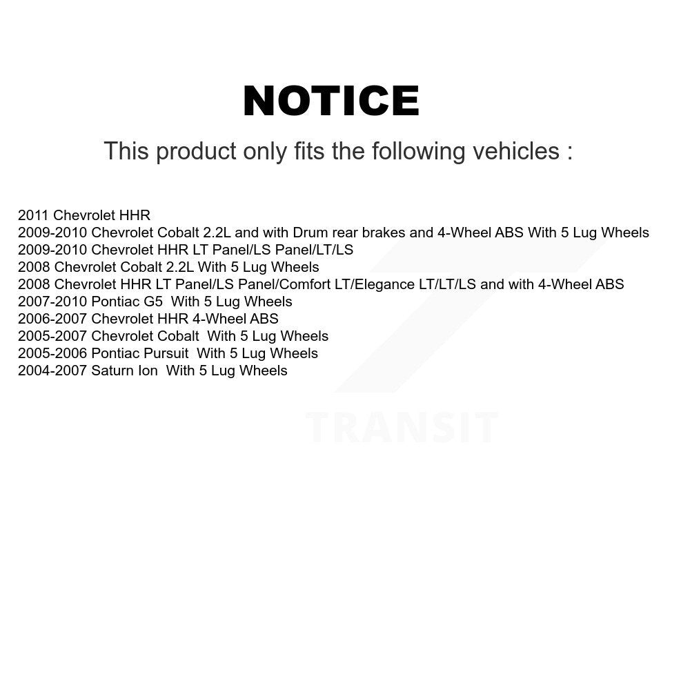 Kit d'assemblage de moyeu de roulement de roue avant et arrière, pour Chevrolet Cobalt Pontiac G5 Satur