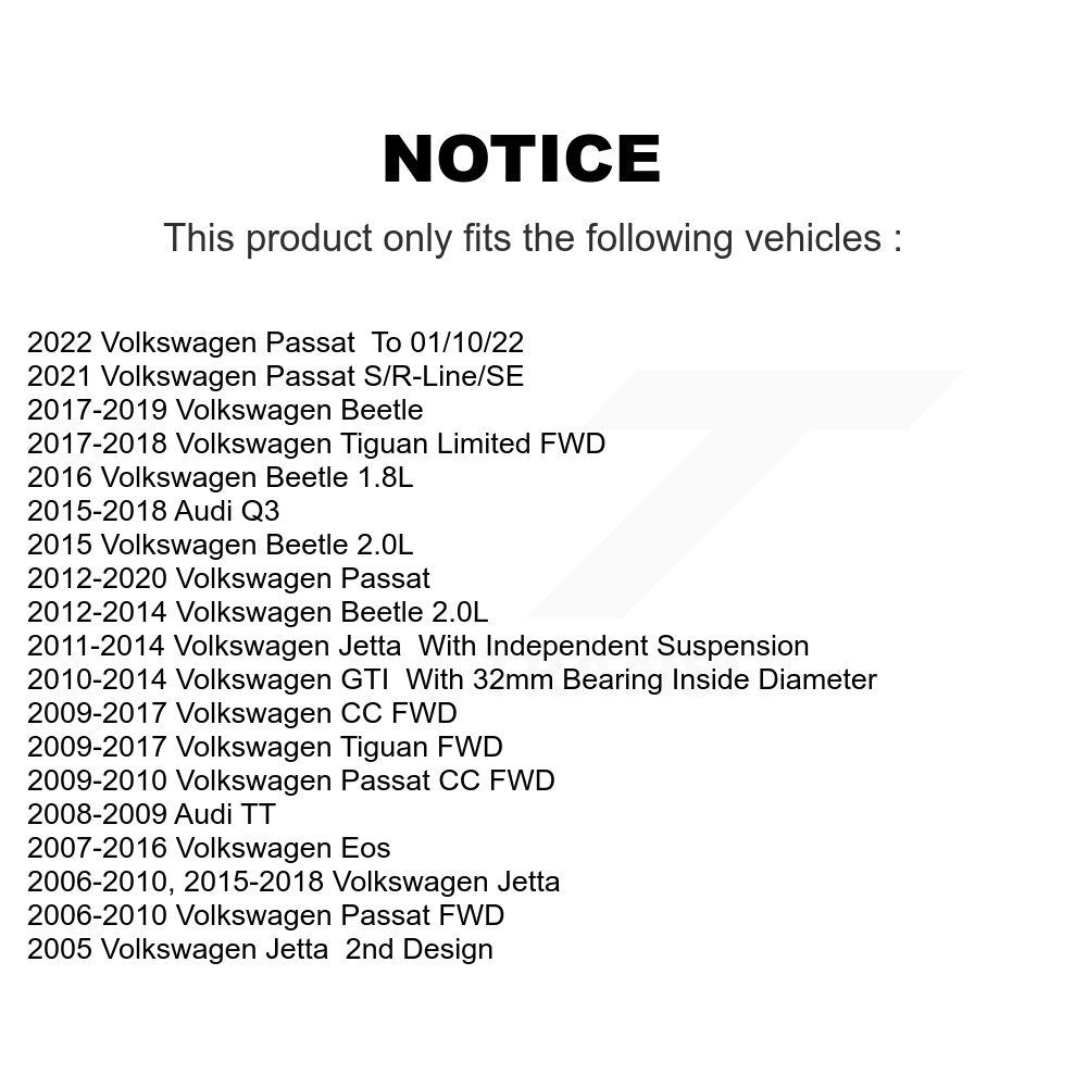 Kit d'assemblage de moyeu de roulement de roue avant et arrière, pour Volkswagen Jetta Tiguan Passat Q3