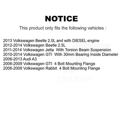 Kit d'assemblage de moyeu de roulement de roue avant et arrière, pour Volkswagen Jetta Rabbit GTI Beetl