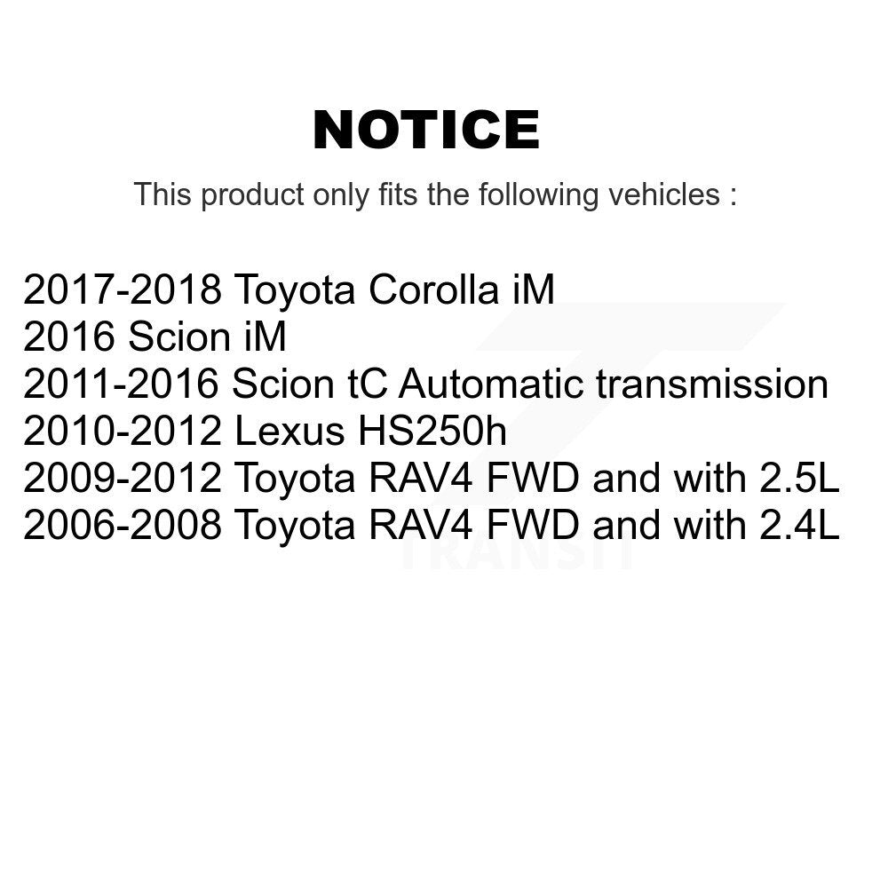 Kit d'assemblage de roulement et moyeu de roue avant et arrière, pour Toyota RAV4 Scion Corolla iM tC