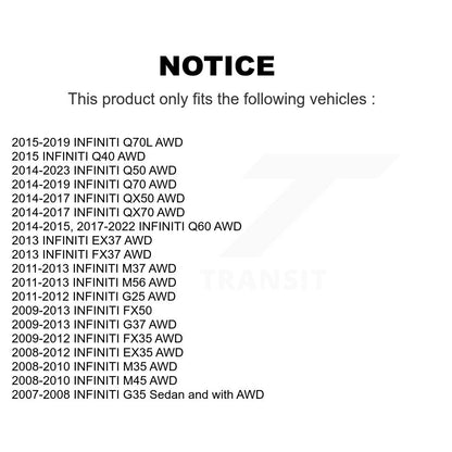 Kit d'assemblage de moyeu de roulement de roue avant et arrière, pour INFINITI Q50 G37 QX50 EX35 G35 Q6