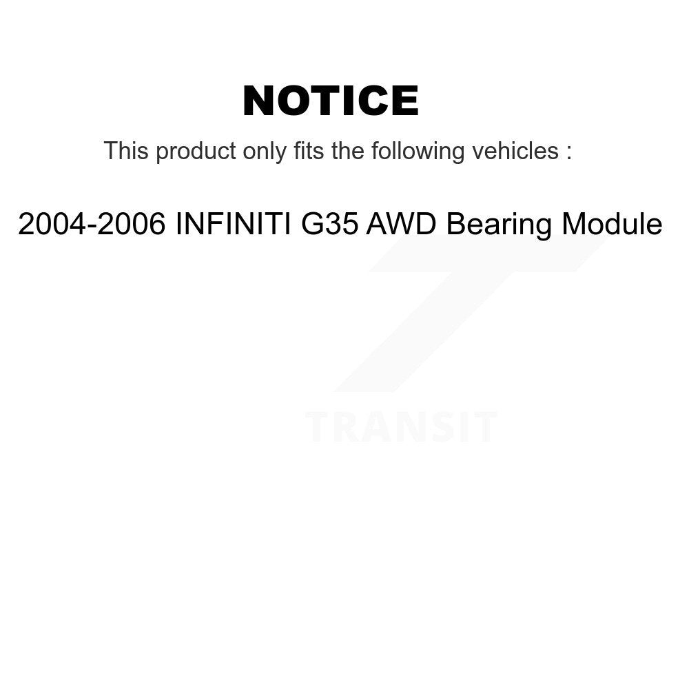 Kit d'assemblage de roulement de roue avant et arrière pour module INFINITI G35 AWD 04-06