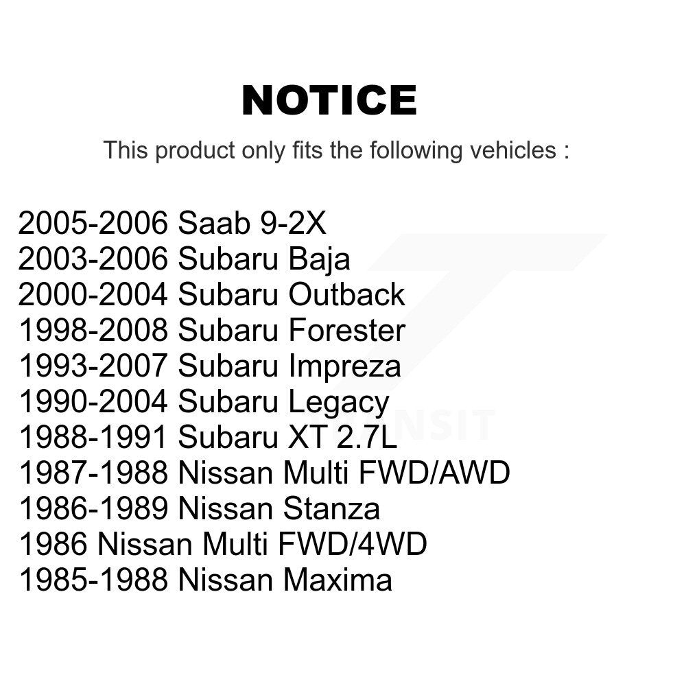 Roulement de roue intérieur avant et paire de course pour Subaru Impreza Forester Legacy Outbac