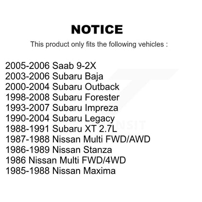 Roulement de roue intérieur avant et paire de course pour Subaru Impreza Forester Legacy Outbac
