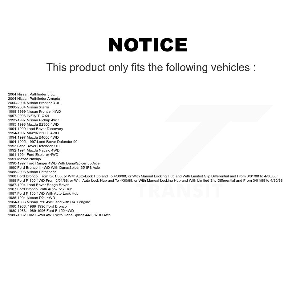 Paire de roulements de roue intérieure avant, pour Ford F-150 Nissan Pathfinder Ranger D21