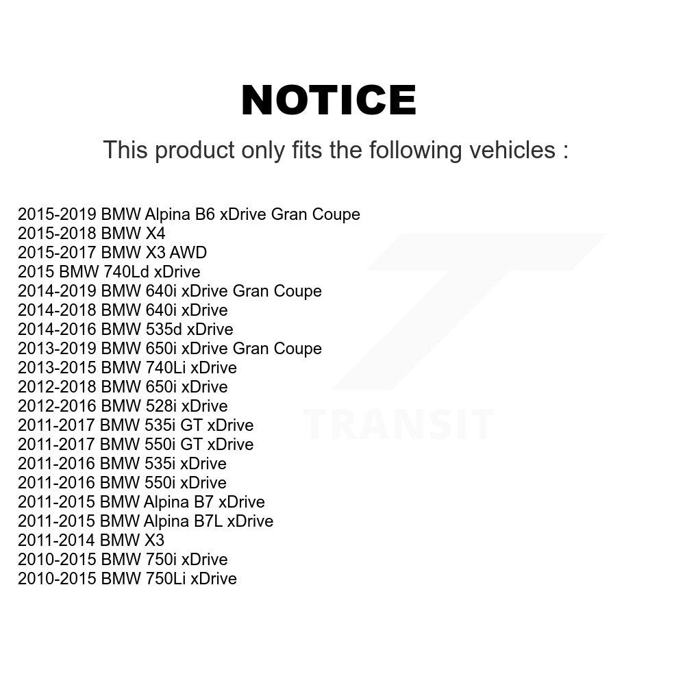 Paire d'assemblage de roulement et moyeu de roue avant, pour BMW X3 535i xDrive 528i X4 750i 550
