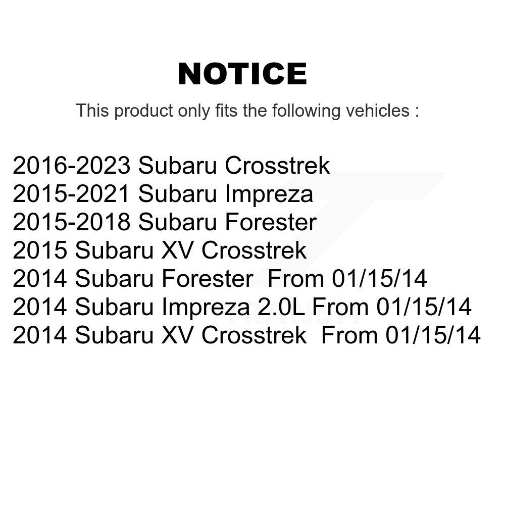 Paire d'assemblage de roulement et moyeu de roue avant pour Subaru Crosstrek Forester Impreza X