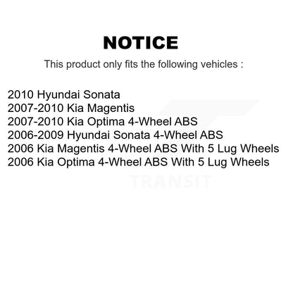 Kit d'assemblage de moyeu de roulement de roue avant et arrière, pour Hyundai Sonata Kia Optima Magenti