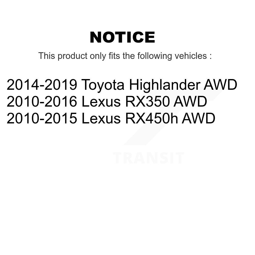 Kit d'assemblage de moyeu de roulement de roue avant et arrière, pour Toyota Highlander Lexus RX350 AWD