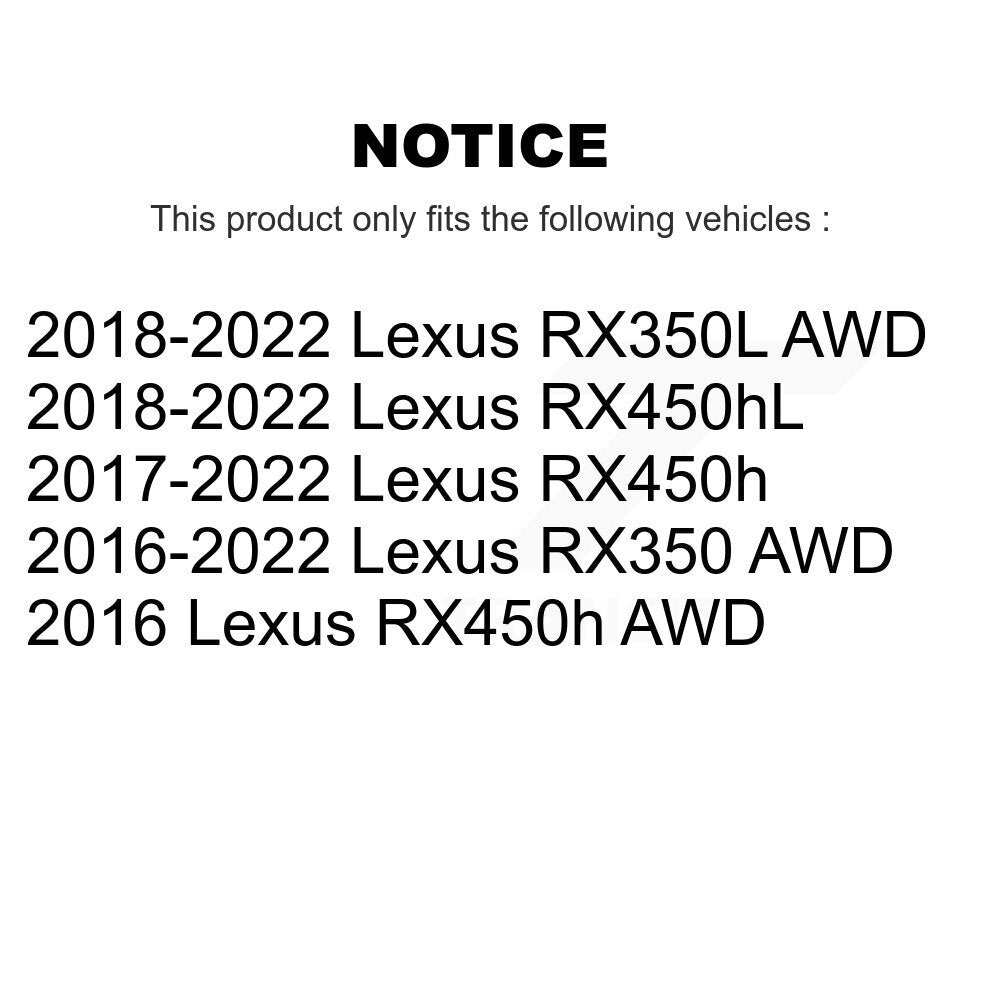 Kit d'assemblage de moyeu de roulement de roue avant et arrière, pour Lexus RX350 RX450h RX350L RX450hL
