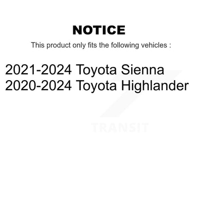 Paire d'assemblage de roulement de roue avant et de moyeu pour Toyota Highlander Sienna