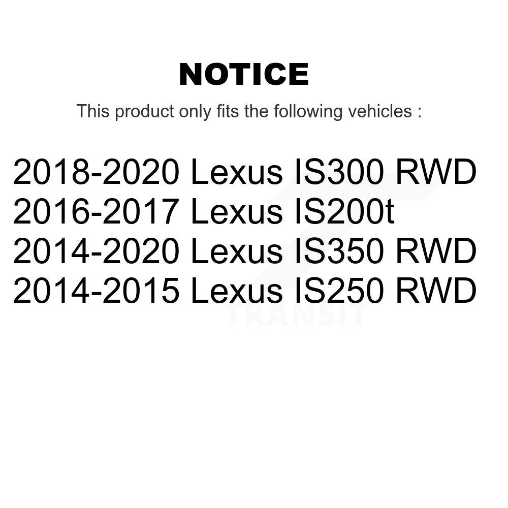 Paire d'assemblage de roulement de roue avant et de moyeu pour Lexus IS350 IS250 IS300 IS200t
